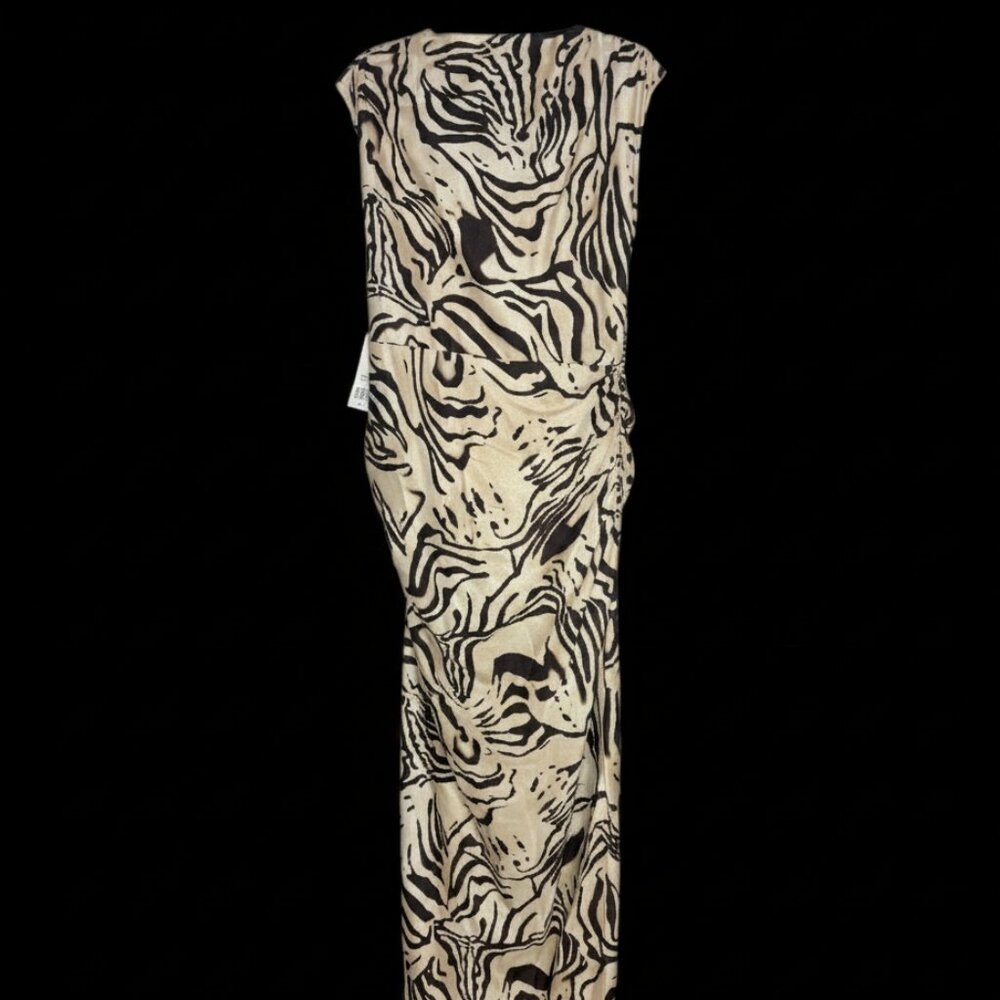 PrettyLittleThing Plus Zebra Print Cowl Ruched Detail Maxi Dress Size US 14 - Picture 5 of 7